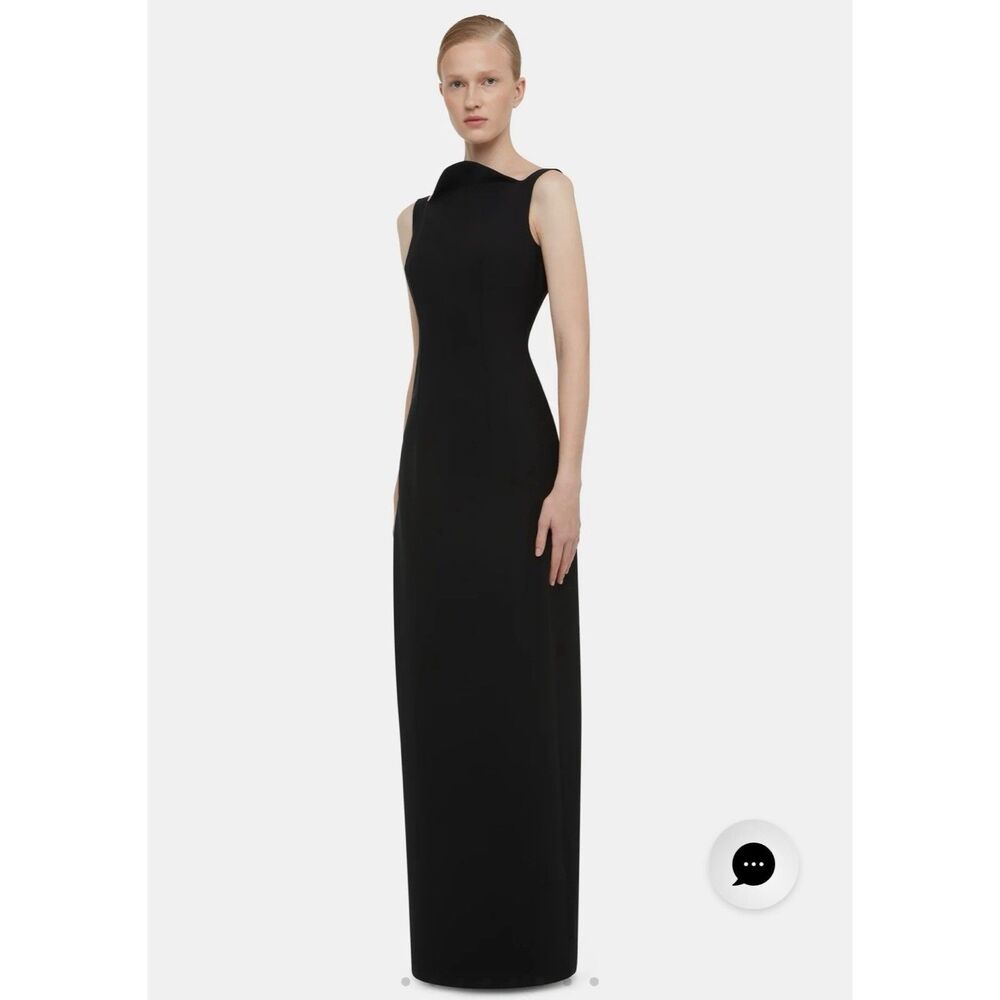 Emilia Wickstead Lipa Summer Wool Evening Gown (Sz 6) Black Column Formal Dress